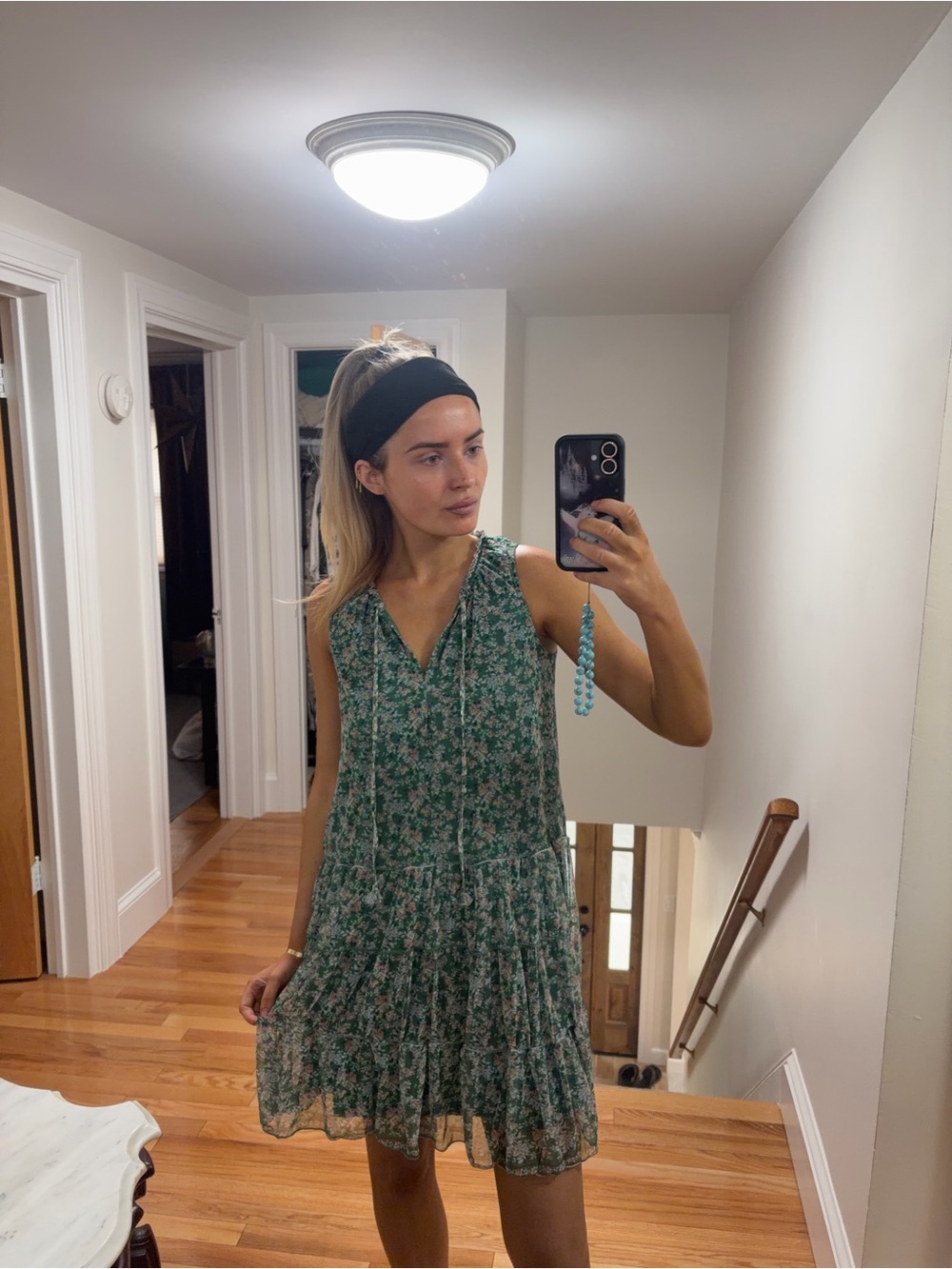 Max Studio Green Floral Flowy Mini Dress